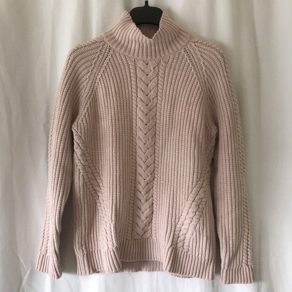 Lululemon Bring The Cozy Turtleneck Sweater Sz 8 Misty Pink Cable Knit NWOT - Picture 2 of 13